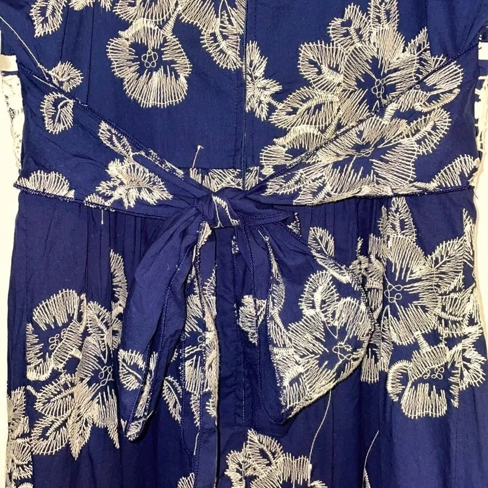 Dressbarn embroidery & lace spaghetti strap empire style floral dress size 6